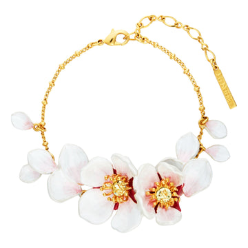 Les Néréides Japanese White Cherry Blossom & Petals Thin Bracelet