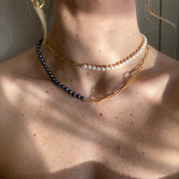 Fresh Water Pearl & Paperclip Necklace