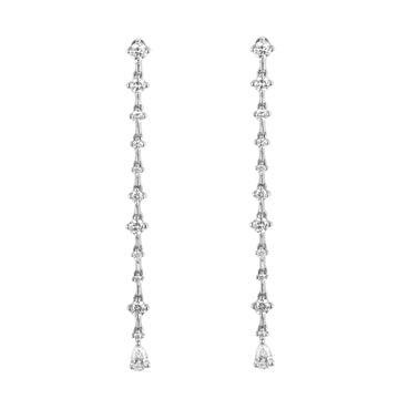 14KT White Gold & Diamond Drop Earrings
