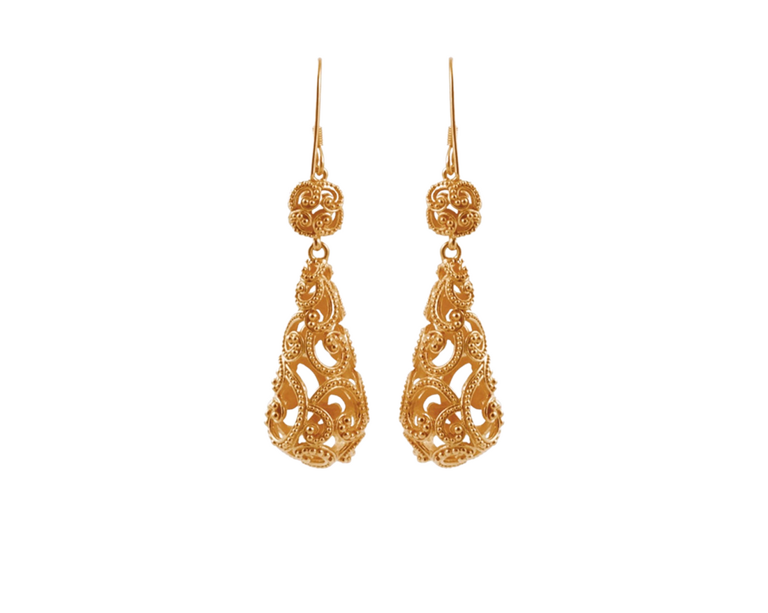 Bali Collection Ombak Segara 22kt Gold Plated Tear Drop Earrings