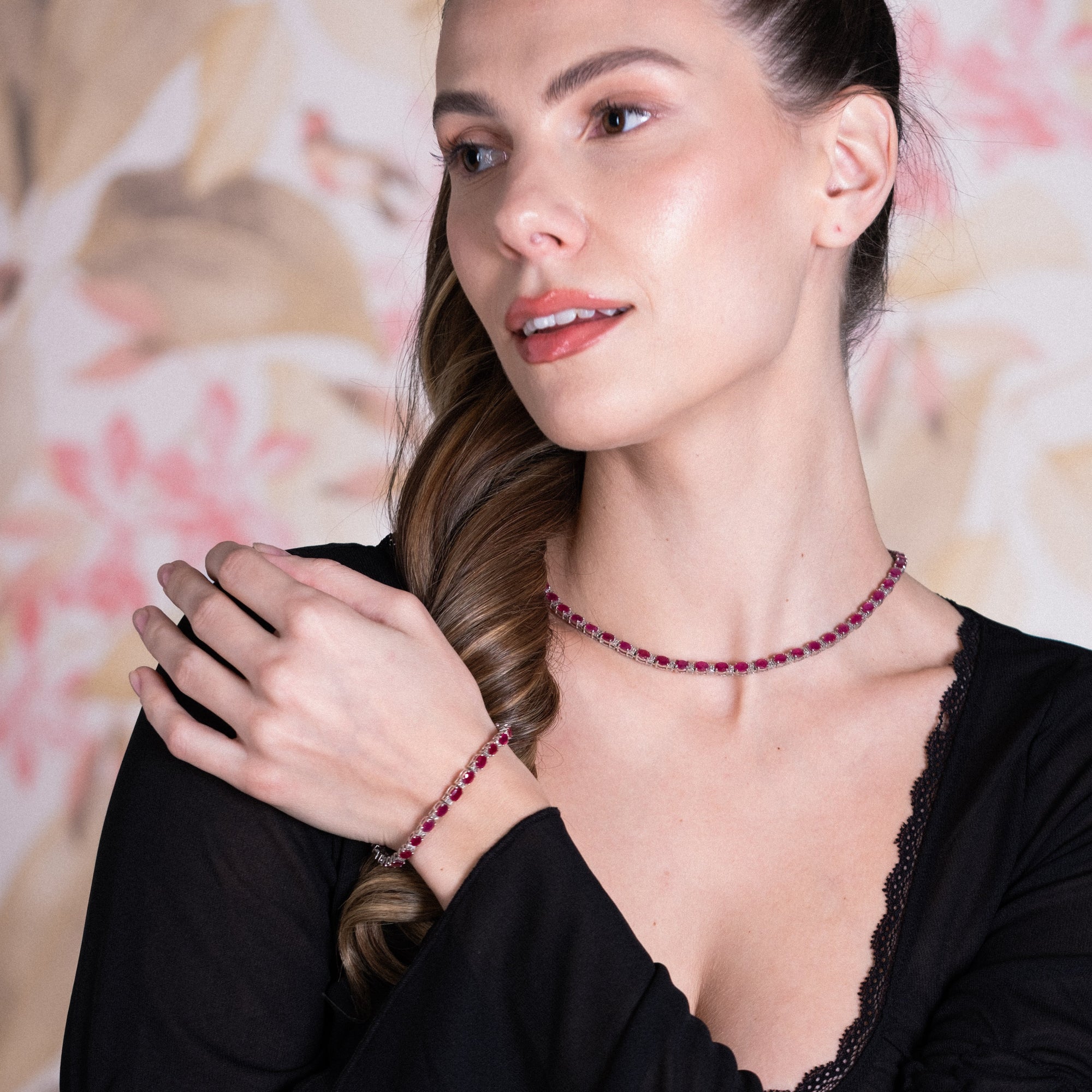 Precious Gemstone &amp; Diamond Tennis Bracelet