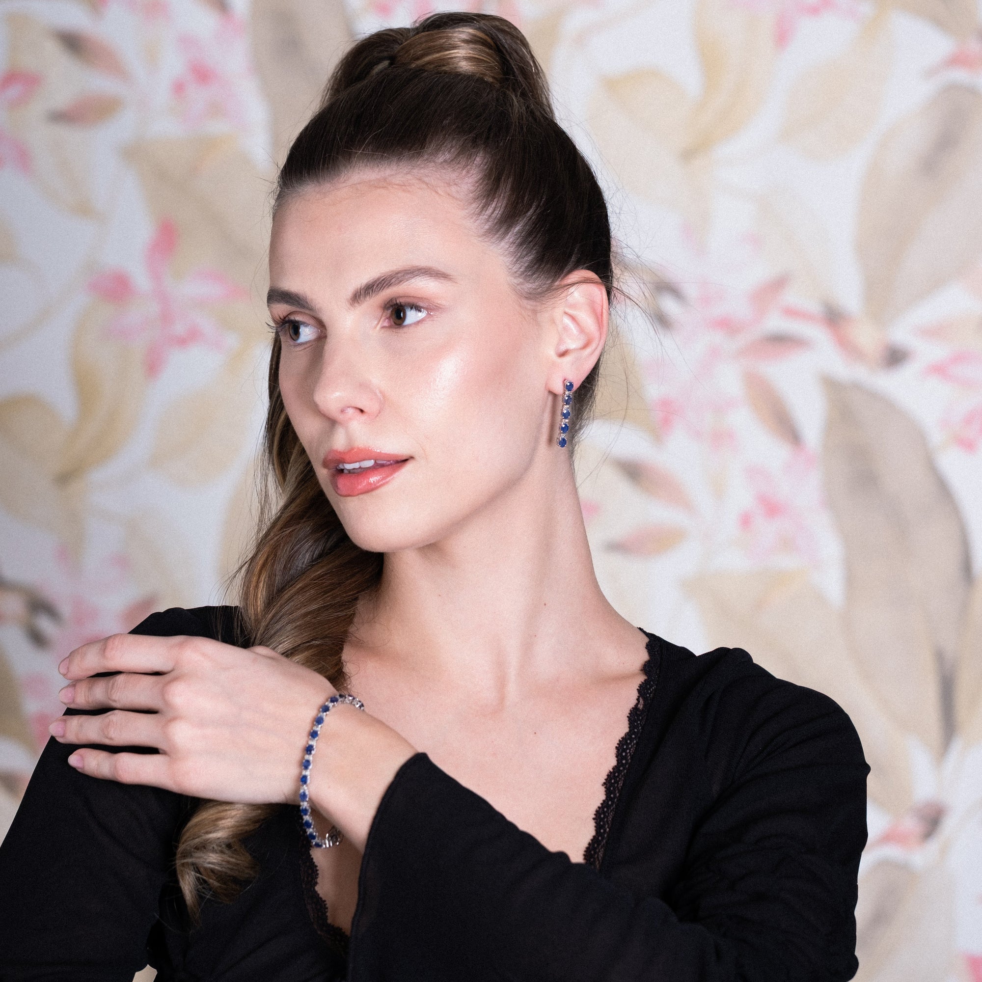 Precious Gemstone &amp; Diamond Tennis Bracelet