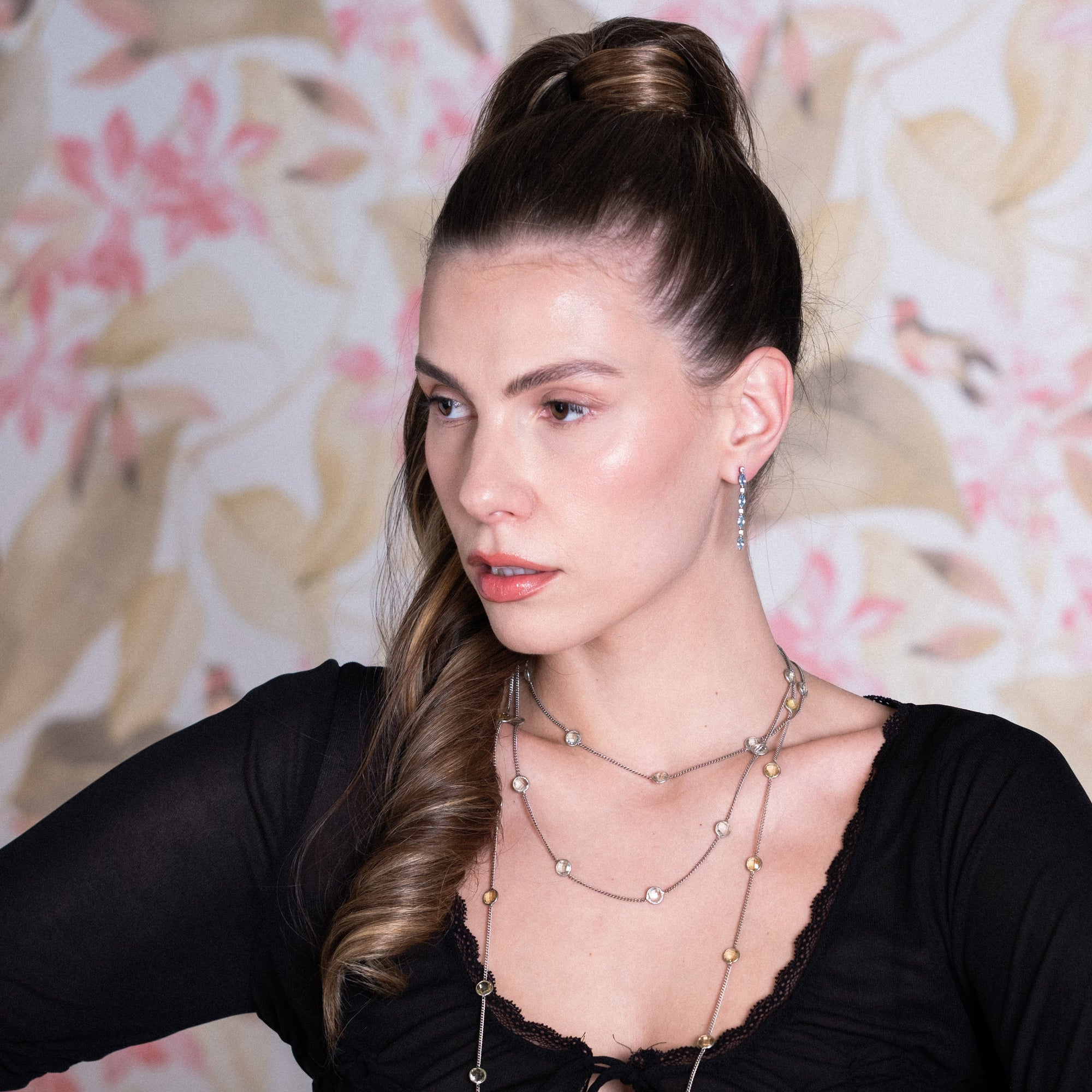 Semi Precious Gemstone Opera Length Necklace