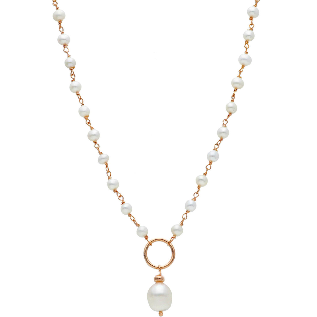 Yellow Gold Plated Silver & Pearl Necklace