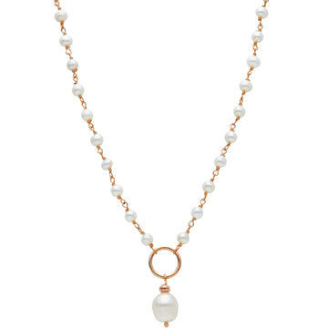 Yellow Gold Plated Silver & Pearl Necklace