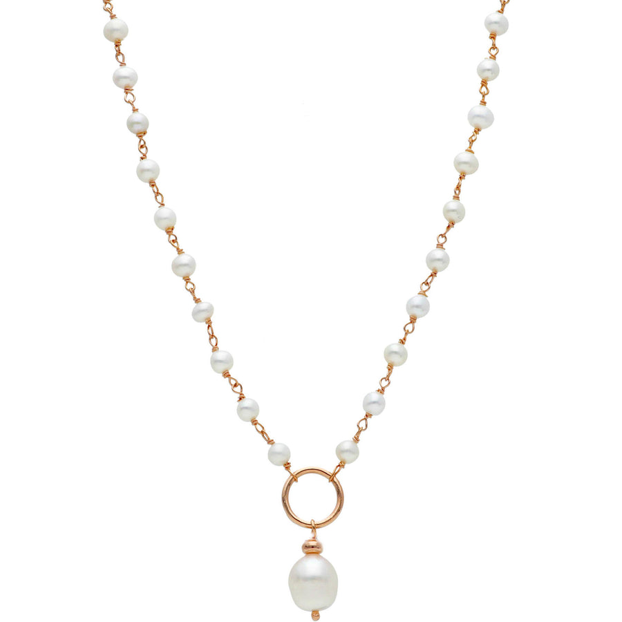 Yellow Gold Plated Silver & Pearl Necklace