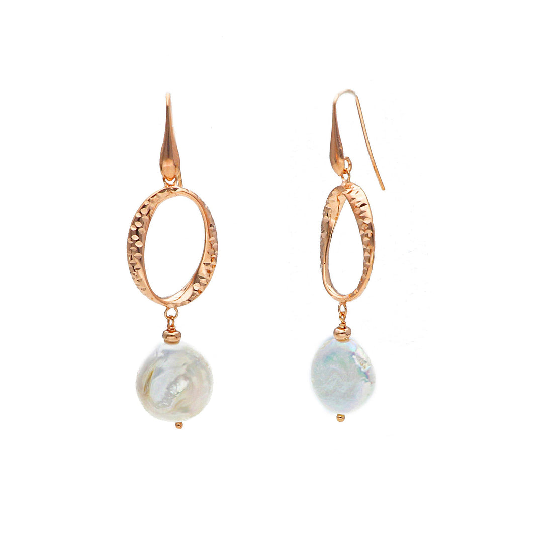 Rose Gold Plated Silver & Pearl Drop Earrings