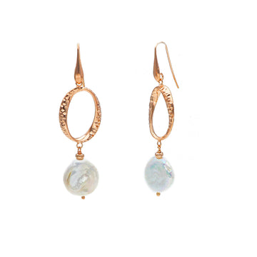 Rose Gold Plated Silver & Pearl Drop Earrings