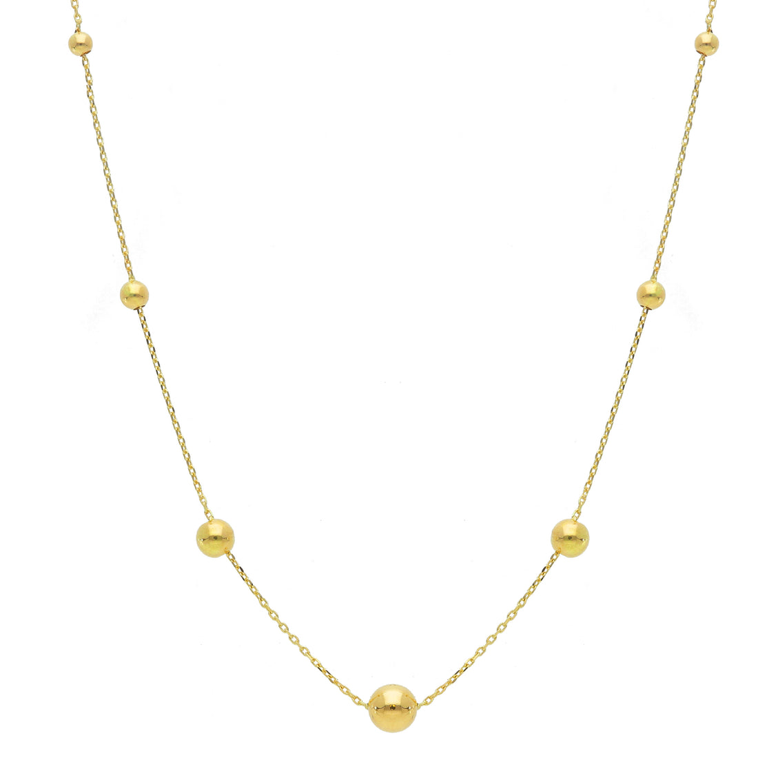 18KT Yellow Gold Graduating Gold Ball Necklace