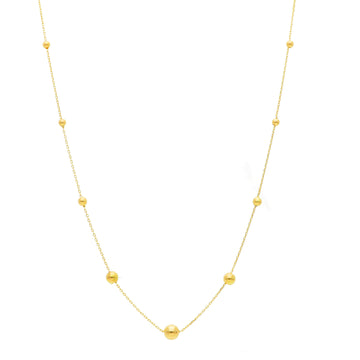 18KT Yellow Gold Graduating Gold Ball Necklace