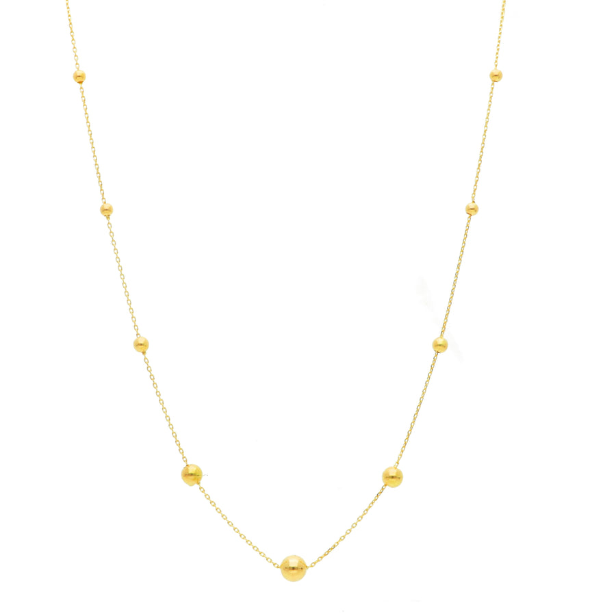 18KT Yellow Gold Graduating Gold Ball Necklace