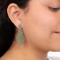 Tsavorite Drop Leaf Earrings