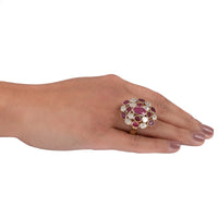 18kt Gold Plated Silver Ruby & Raw Diamond Cocktail Ring