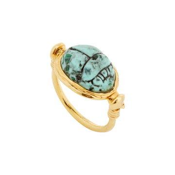 Les Néréides Turquoise Scarab Beetle Ring