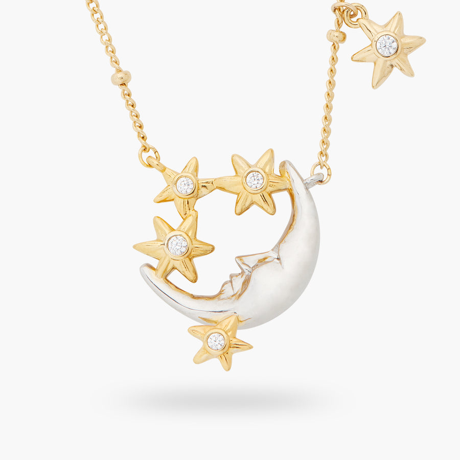 Les Néréides Moon and Star Pendant Necklace
