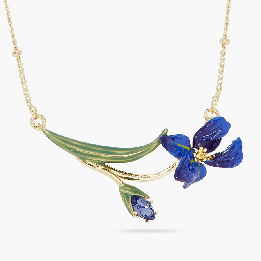 Les Néréides Siberian Iris and Faceted Glass Fine Necklace