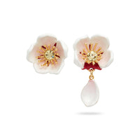 Les Néréides White Cherry Blossom Asymmetrical Earrings