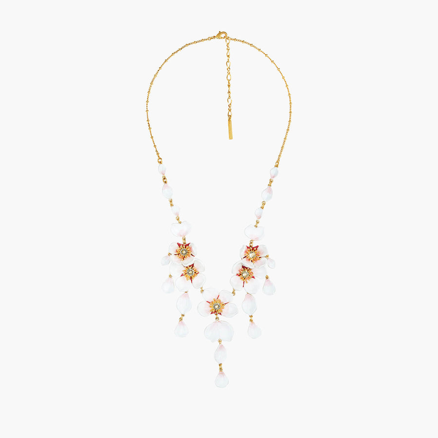 Les Néréides Japanese White Cherry Blossom & Petals Collar Necklace