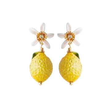 Les Néréides Lemon and White Flower Post Earrings