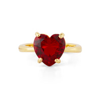 Les Néréides Garnet Red Diamantine Heart Solitaire Ring