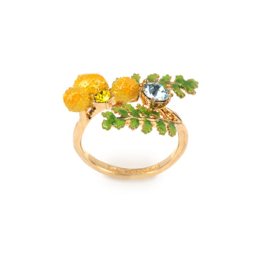 Les Néréides Ferns and Mimosa Flower Adjustable Ring