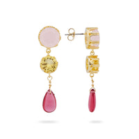 Les Néréides Stud Earrings with 2 Round and 1 Tear Drop Shape Stones