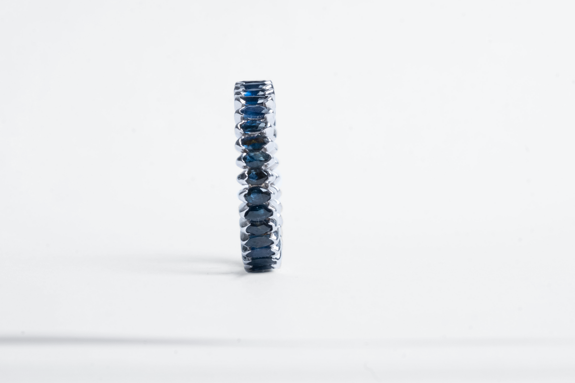 Silver &amp; Marquis Cut Precious Gem Eternity Band