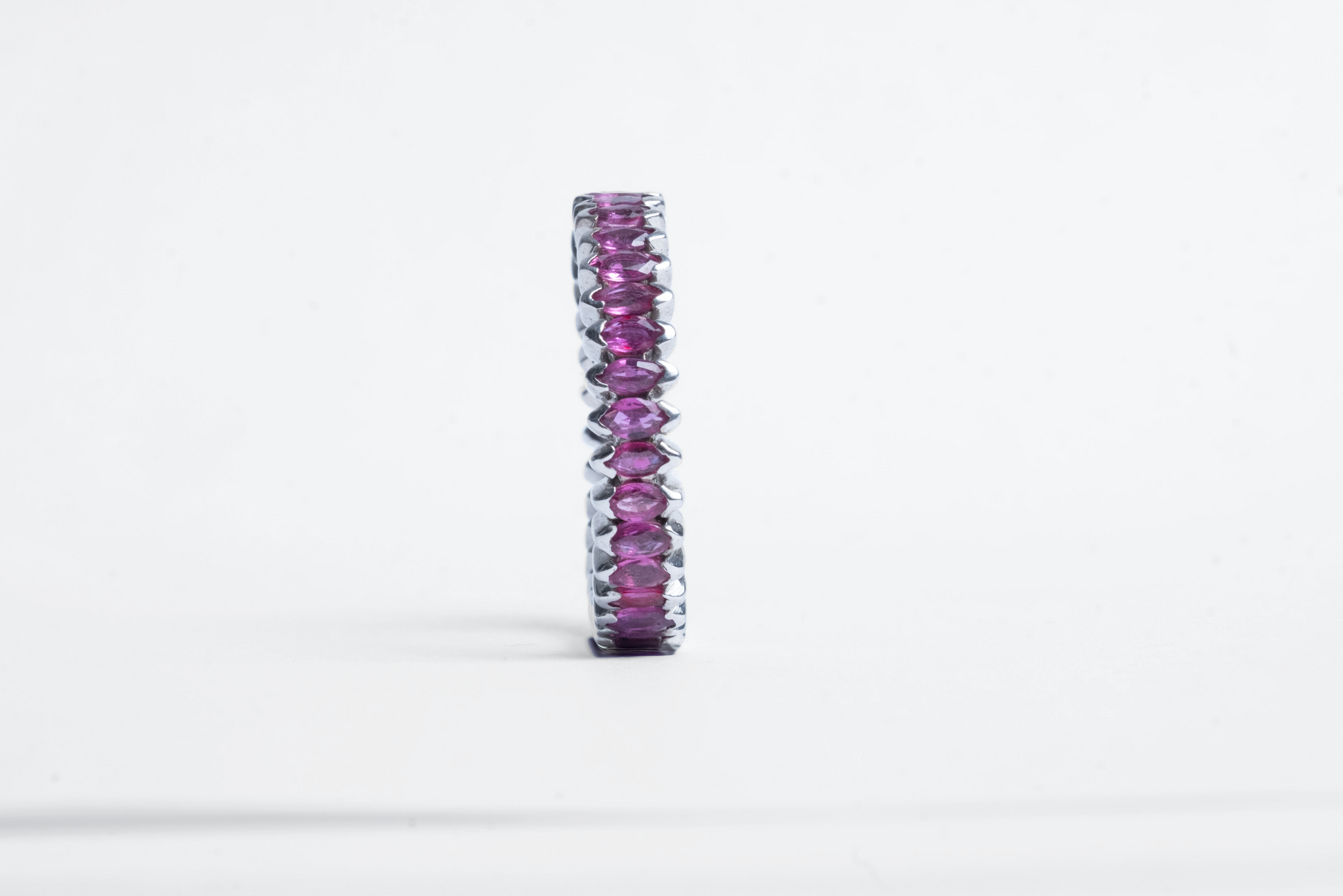 Silver &amp; Marquis Cut Precious Gem Eternity Band