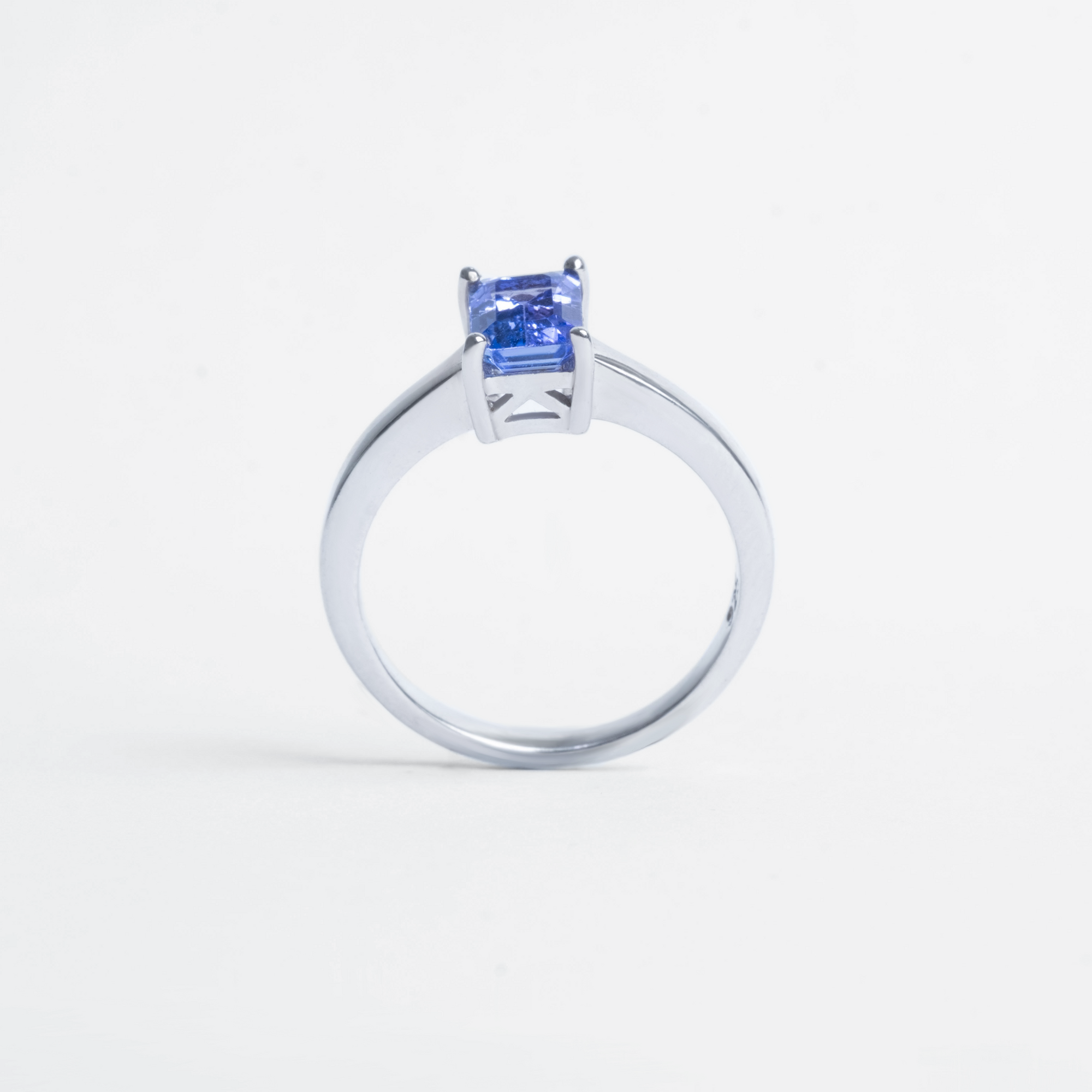 Silver Emerald Cut Gemstone Ring