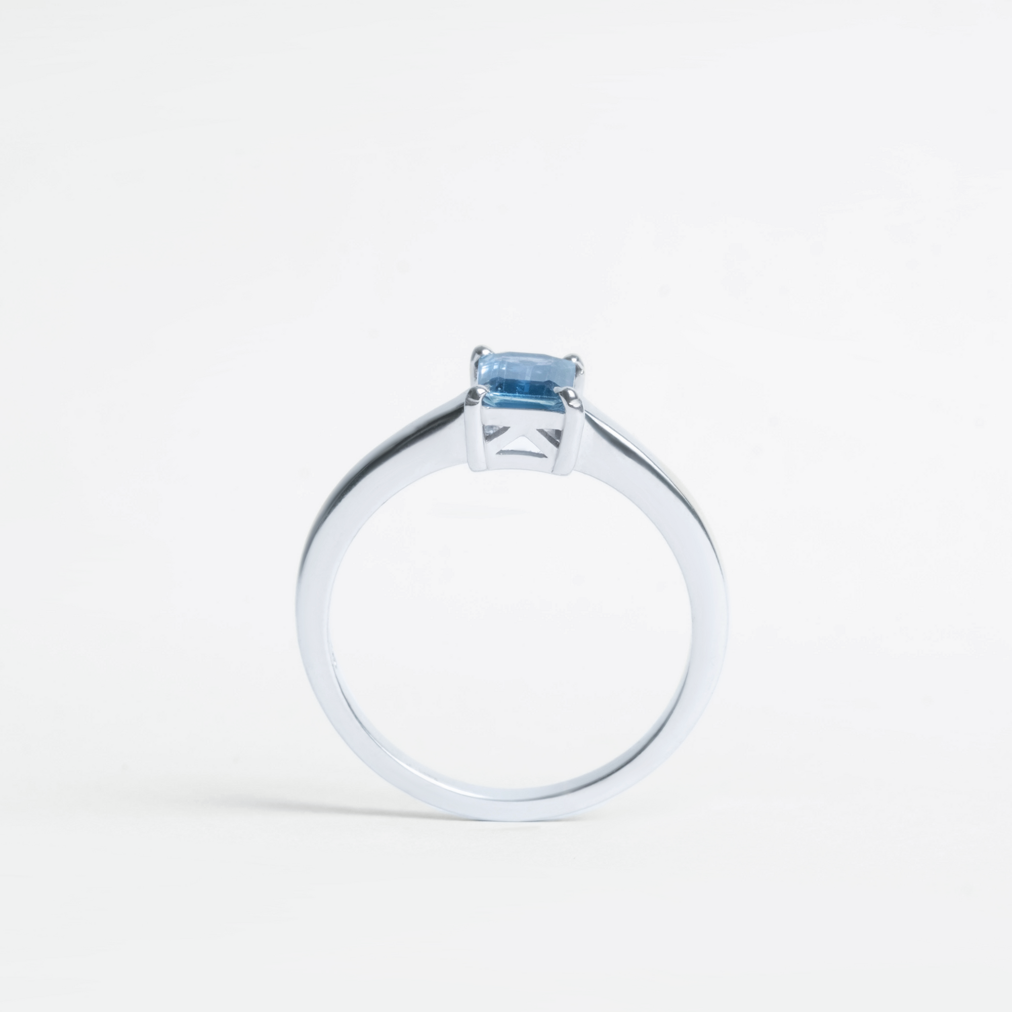 Silver Emerald Cut Gemstone Ring