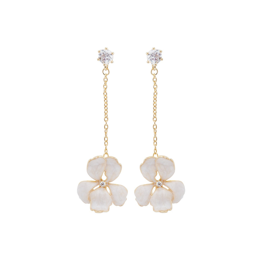 Les Néréides White Iris Pendant Earrings