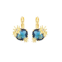 Les Néréides Gold Stars and Square Stone Sleeper Earrings