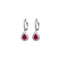Maison de Joie 18kt White Gold Diamond & Ruby Drop Style Earrings