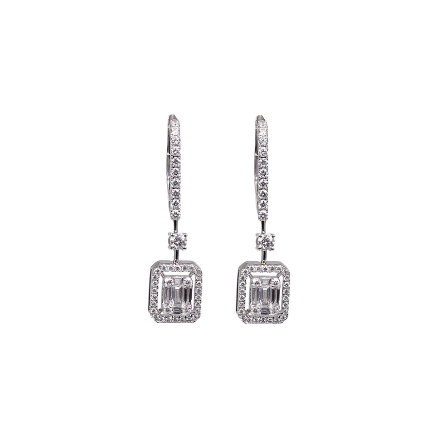 Maison de Joie 18kt White Gold & Diamond Drop Style Earrings