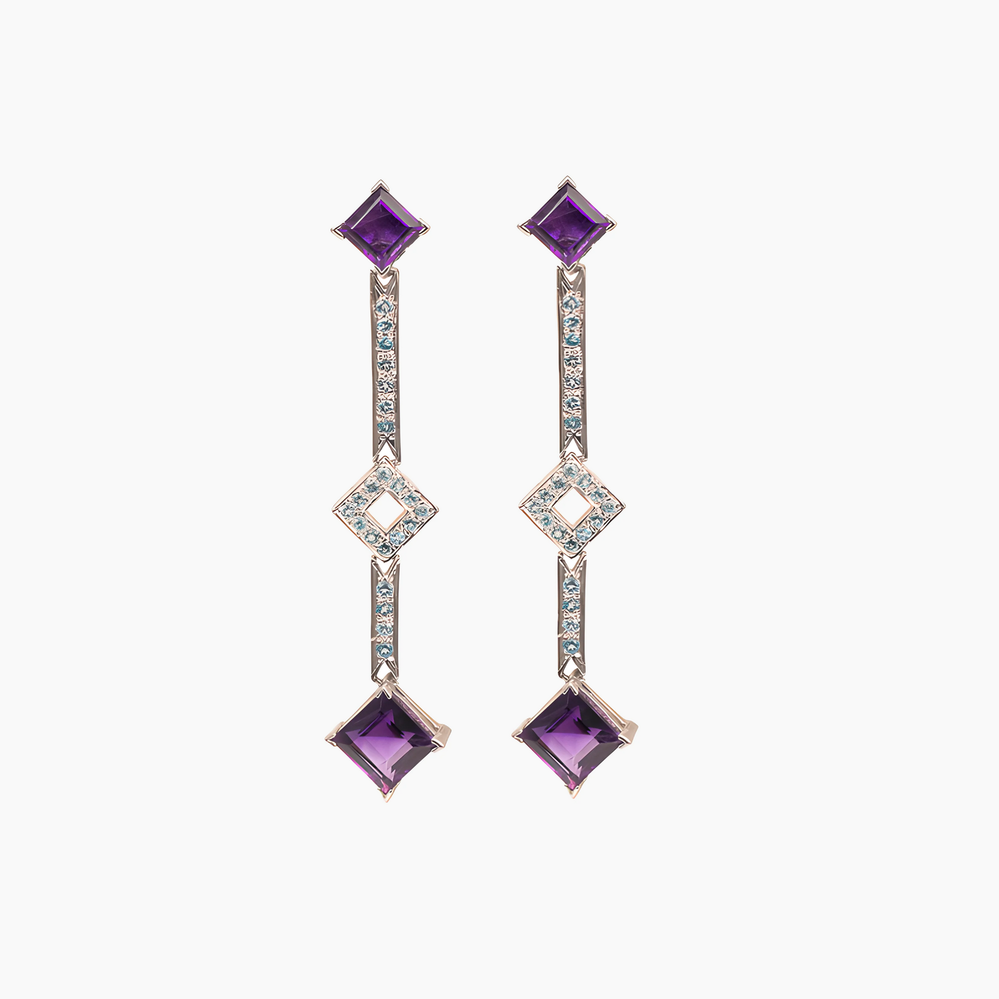 Drop Earrings with Amethyst &amp; Blue Topaz
