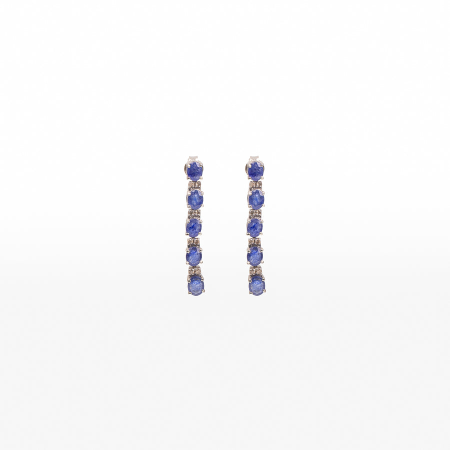 Multi Oval Gemstone Drop Earrings
