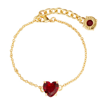 Les Néréides Garnet Red Diamantine Heart Fine Bracelet