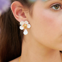 Les Néréides Japanese White Cherry Blossom Earrings