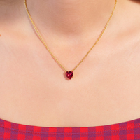 Les Néréides Garnet Red Diamantine Heart Pendant Necklace