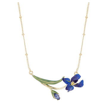 Les Néréides Siberian Iris and Faceted Glass Fine Necklace