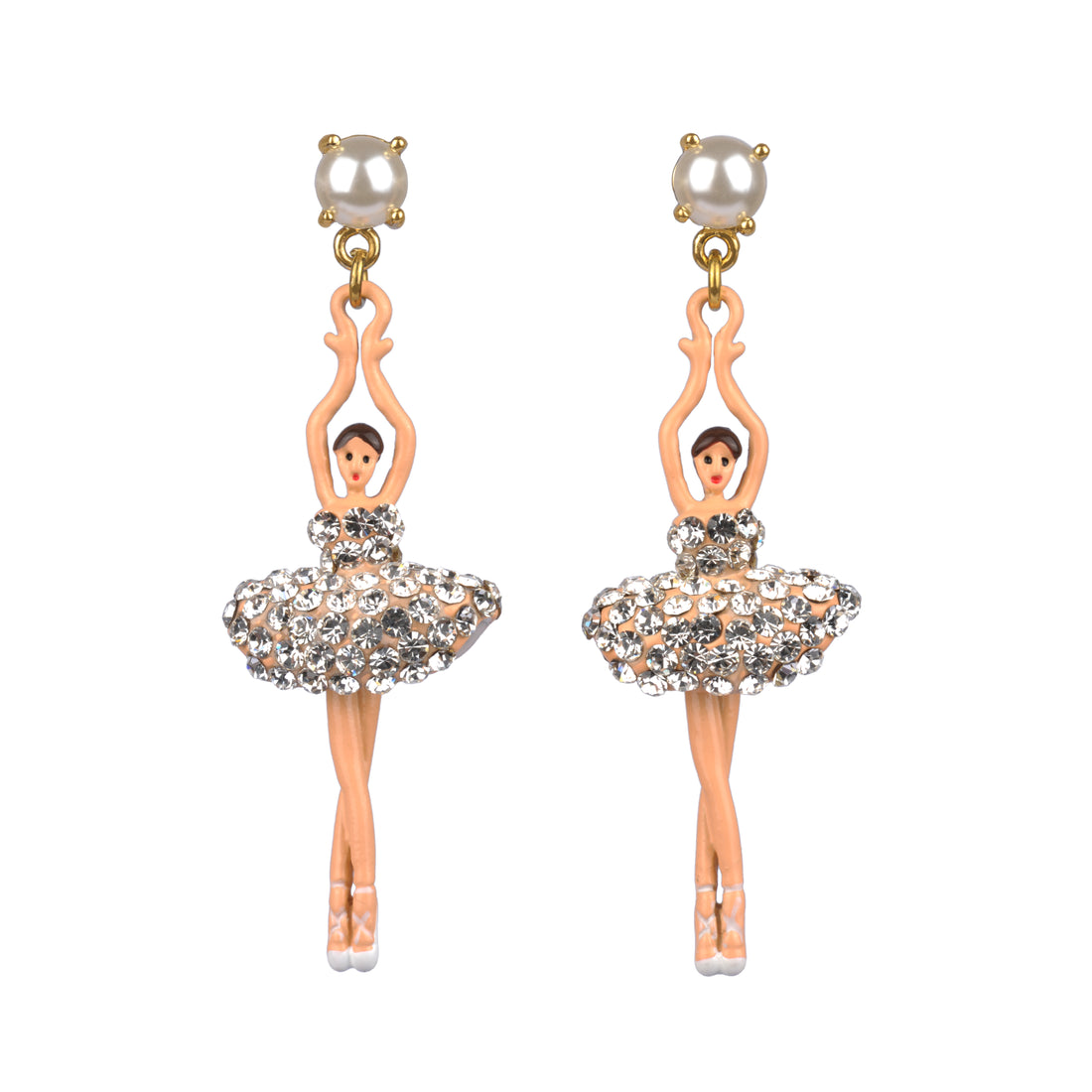 Les Néréides Crystal Rhinestone Ballerina Post Earrings