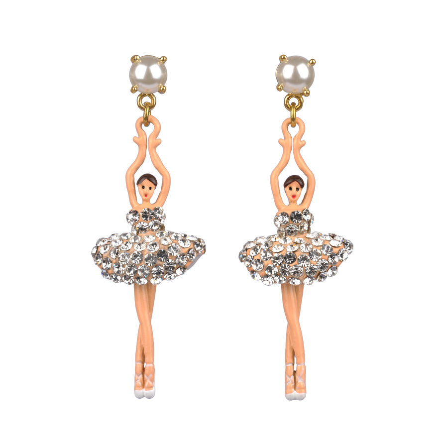 Les Néréides Crystal Rhinestone Ballerina Post Earrings