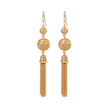 Bali Collection Songket 24kt Gold Plated Drop Chain Earrings