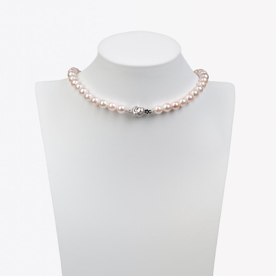 7.5-8MM Akoya Pearl Necklace with 14KT White Gold Clasp
