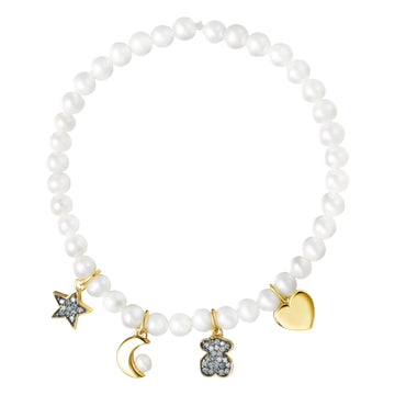 TOUS Nocturne Pearl Bracelet with Silver Vermeil & Diamonds