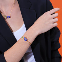 Les Néréides Siberian Iris and Faceted Glass Bangle Bracelet