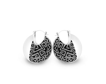 Bali Collection Songket Silver Circular Earrings