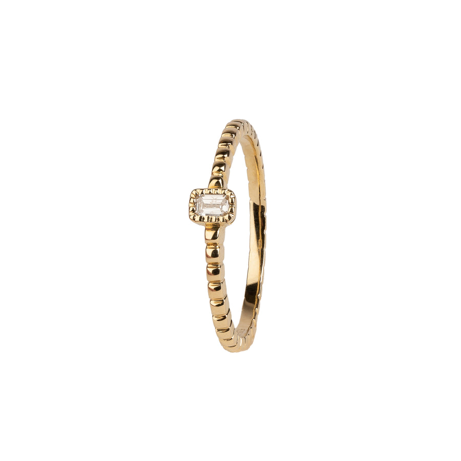 14KT Yellow Gold & Emerald Cut Diamond Ring