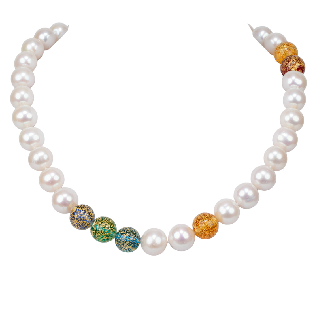 12-13mm Fresh Water Pearl & Murano Bead Necklace