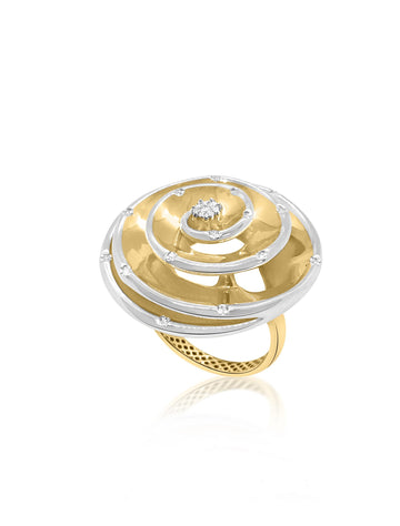 14KT White & Yellow Gold, Diamond Twirl Ring